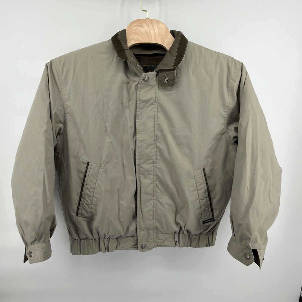 Vintage Members Only Coat Mens Large Tan Beige Harrington Bomber Jacket Lined